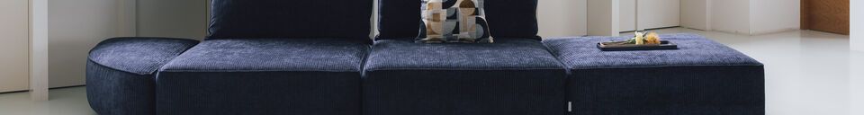 Material Details 1-seater footstool left in blue fabric Hunter