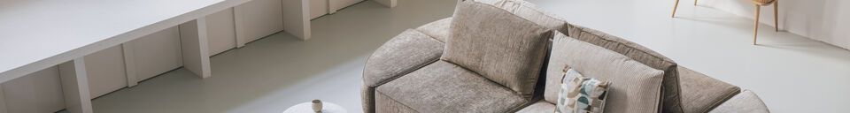 Material Details 1-seater footstool right in beige fabric Hunter