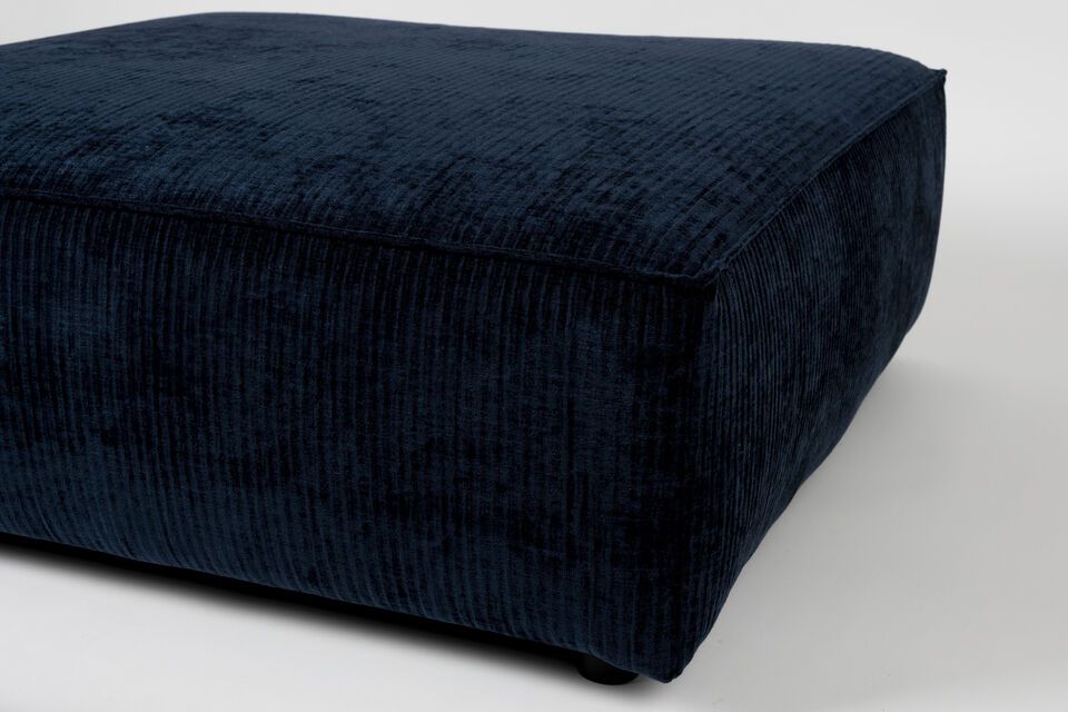 1-seater ottoman in blue fabric Hunter - 3