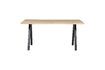 Miniature 160x90 beige solid oak table with square legs Tablo 1