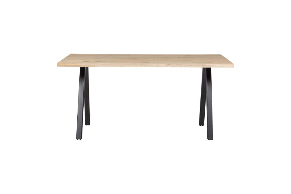 160x90 beige solid oak table with square legs Tablo Woood