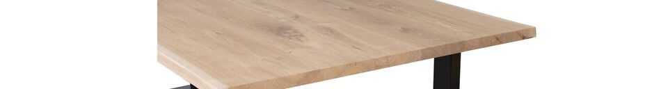 Material Details 180x90 beige solid oak table with U-shaped legs Tablo