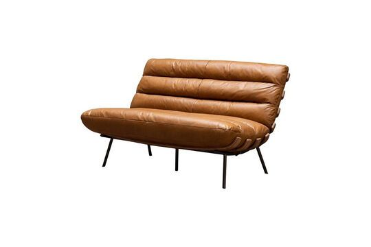 2-seater brown leather sofa Spinal Clipped