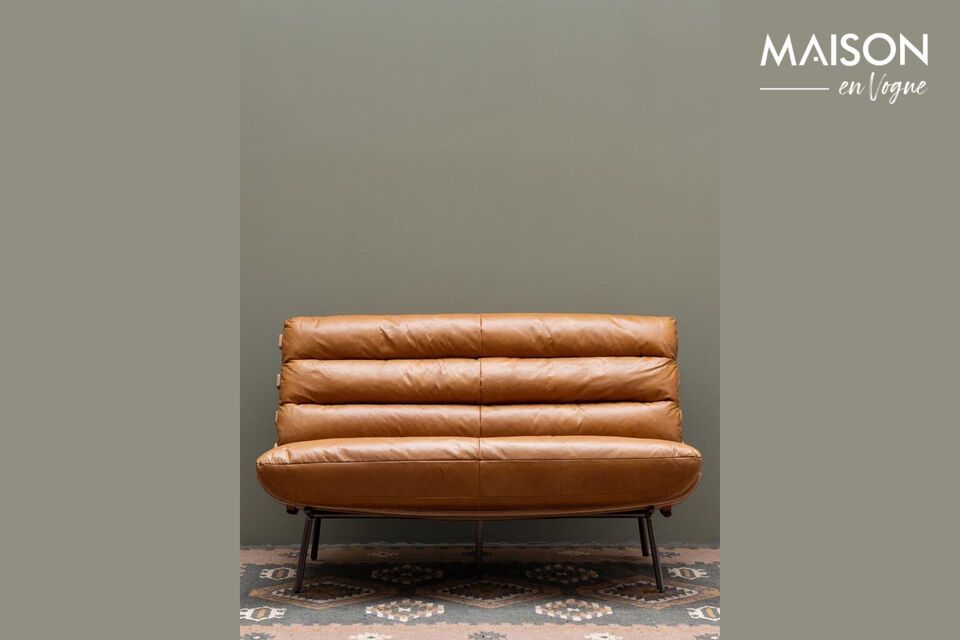 2-seater brown leather sofa Spinal Chehoma