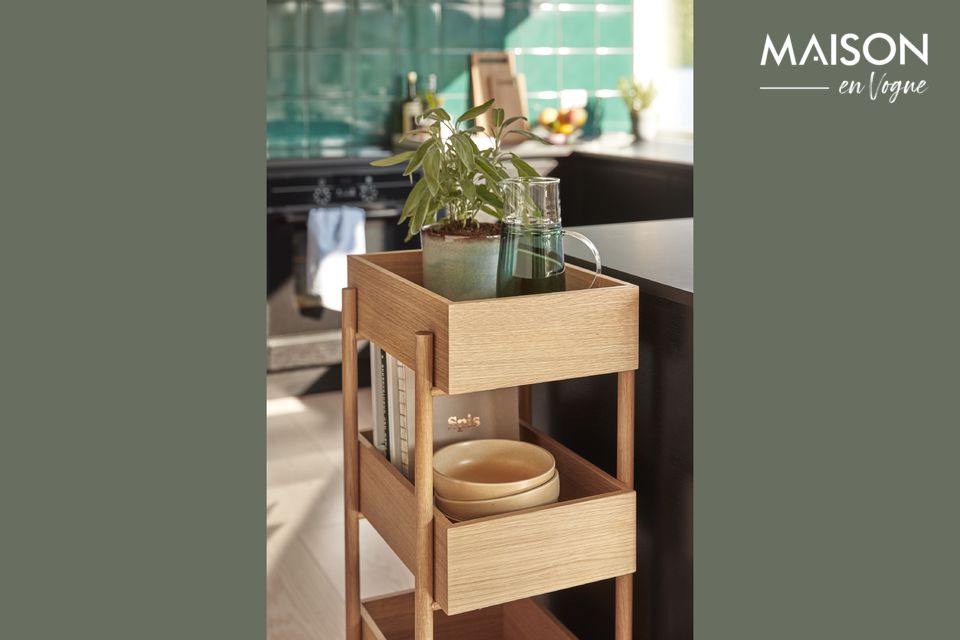 This original beige Stack wooden shelf is the ideal companion for an organized kitchen or living