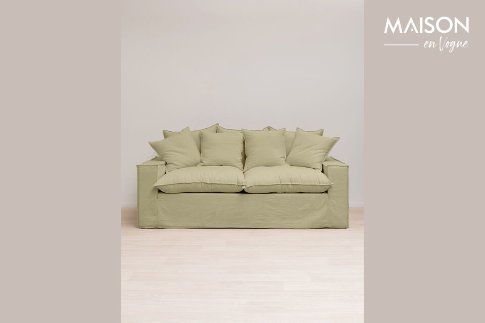 3-seater sofa in green cotton Candela Chehoma