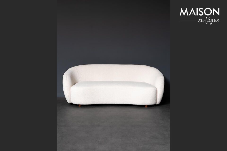 3-seater sofa in white fabric Oxygène Chehoma