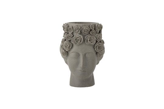 Akira grey stoneware vase H30 Clipped