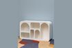 Miniature Alcove low shelf with 6 niches in white wood 3