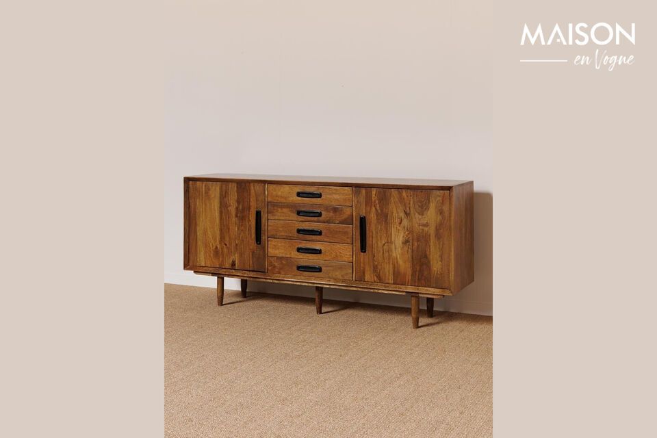 The Amador mango wood sideboard combines sturdiness and aesthetics