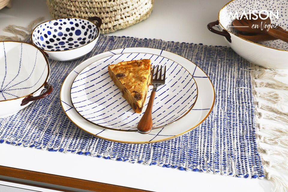 Discover the timeless elegance of our Anafi blue porcelain dinner plate