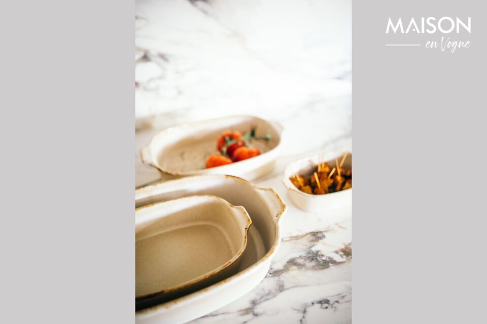 Discover elegance and functionality combined with our gray/beige stoneware baking dish from the