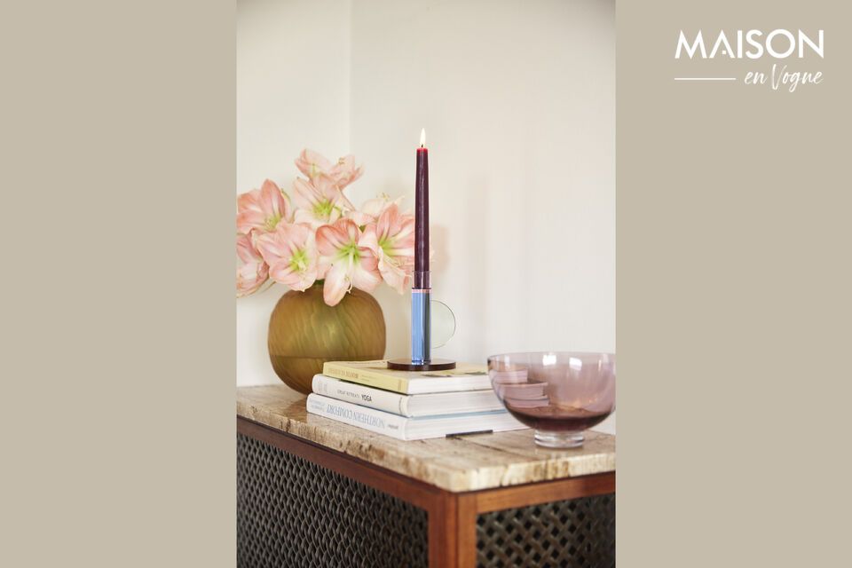 The Astro blue crystal candleholder brings a touch of calm and serenity