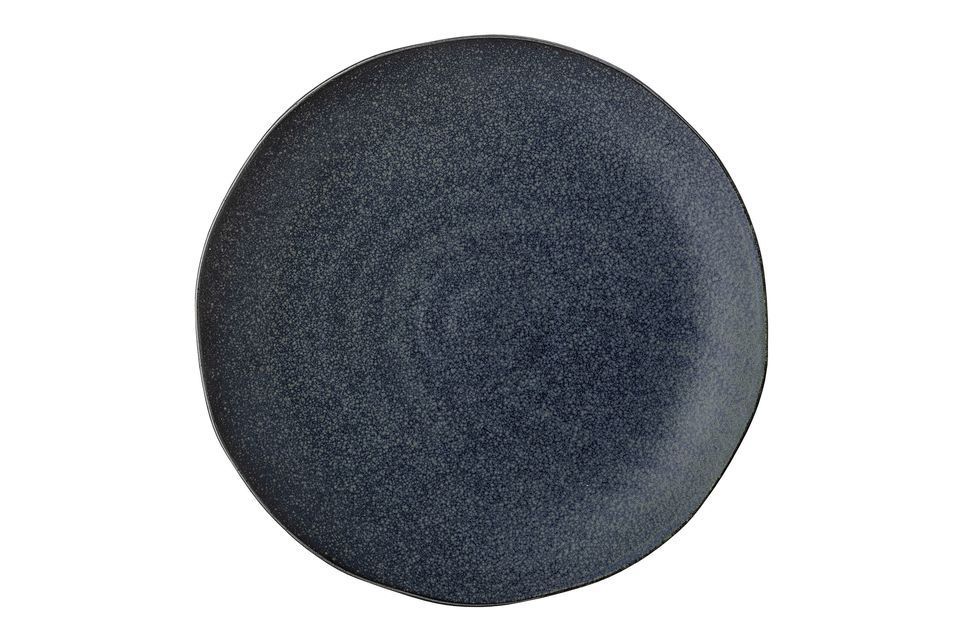 Aura plate in blue stoneware Bloomingville