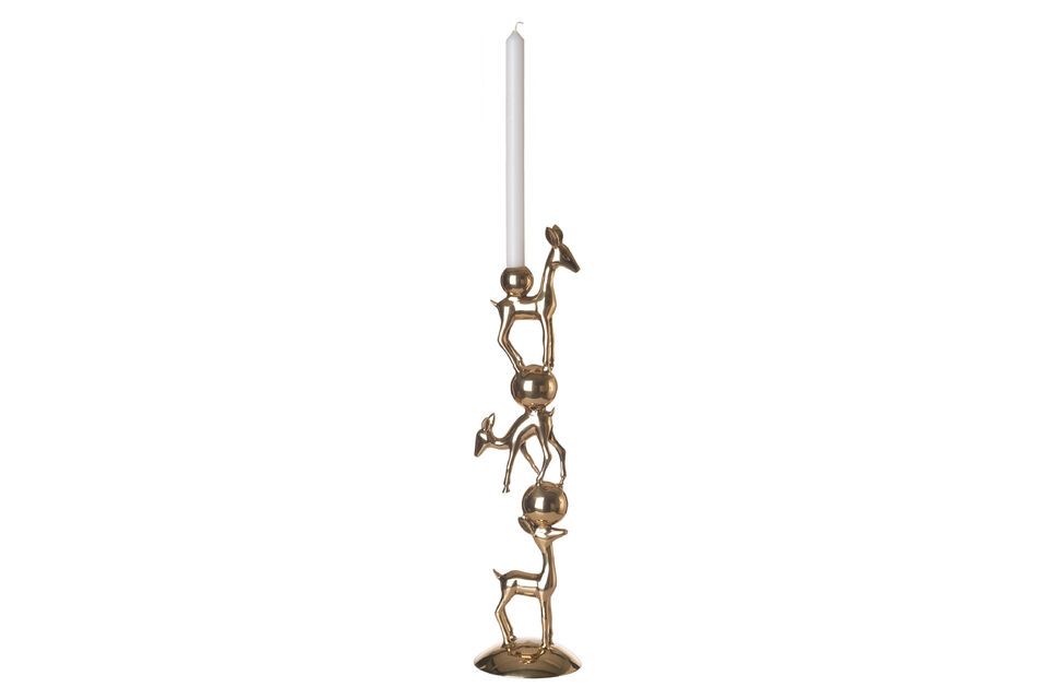 Bambi golden recycled aluminum candleholder Pols Potten