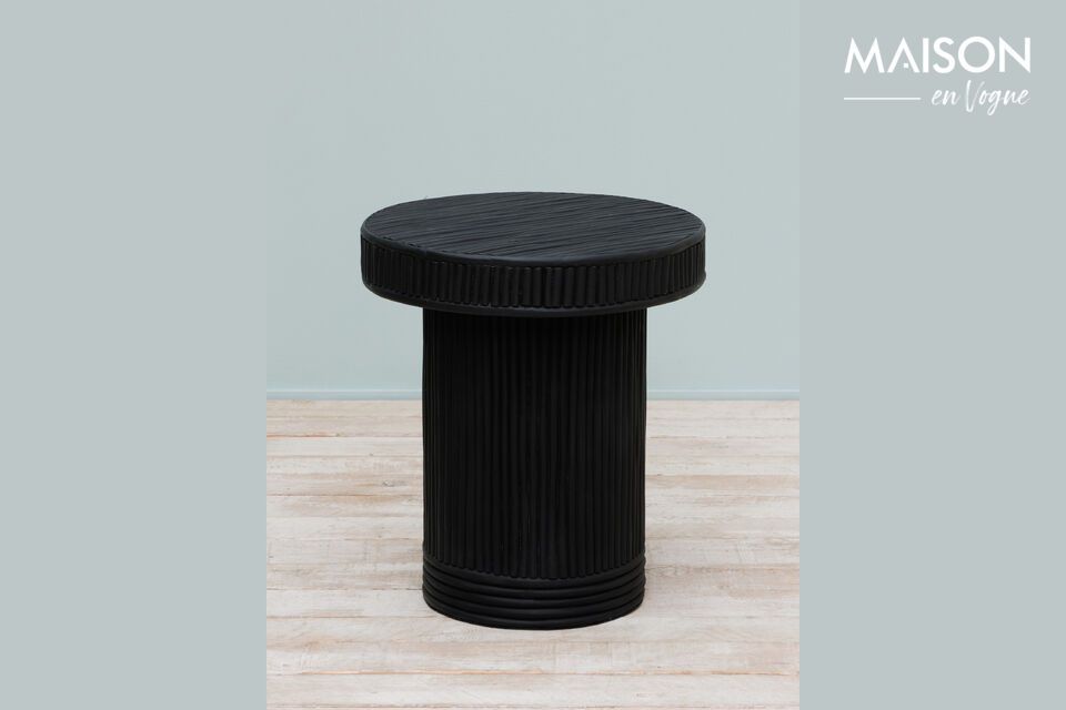 Barbade black rattan side table Chehoma