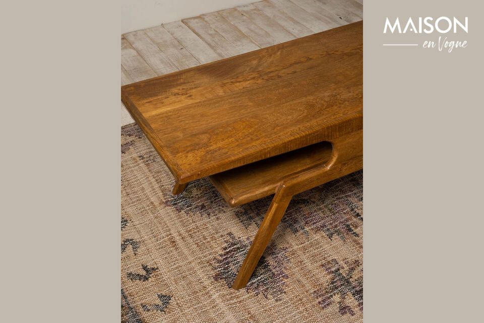 Discover functional elegance with our mango wood coffee table in dark brown