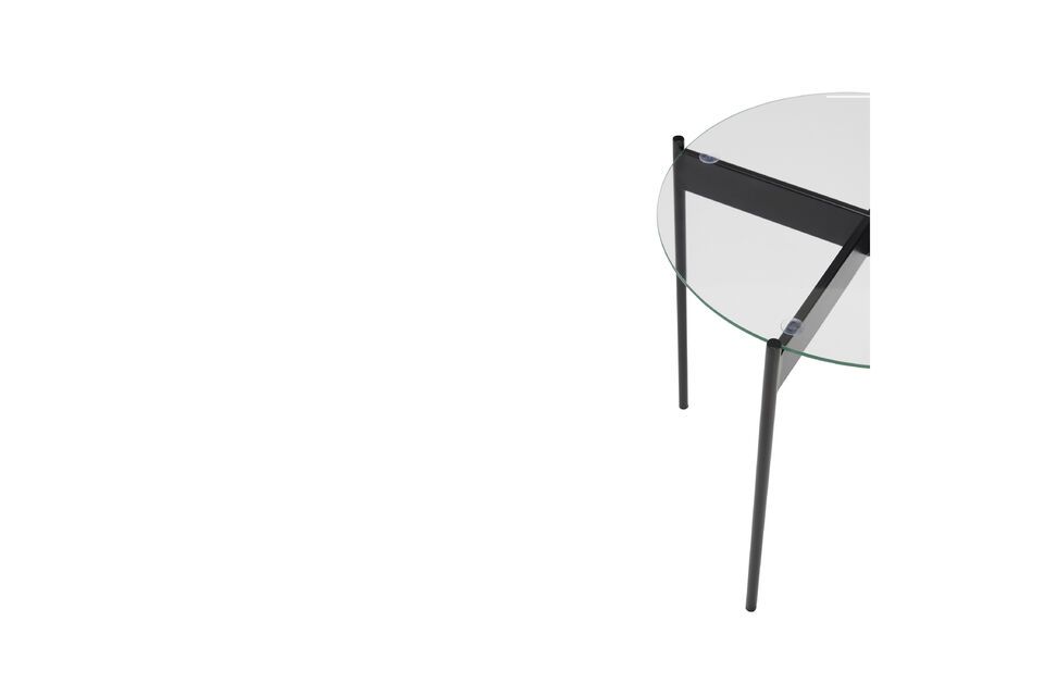 The Beam Black Glass Side Table is a model of finesse