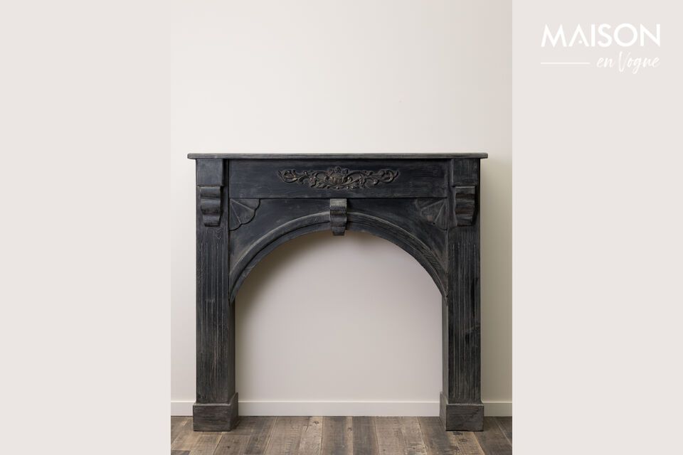 Beaulieu black wood console fireplace Chehoma