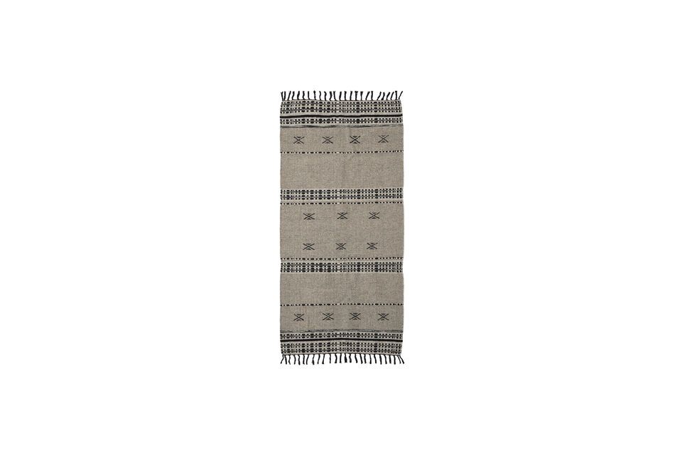 Beige and black wool rug 200x90 cm Cros House Doctor