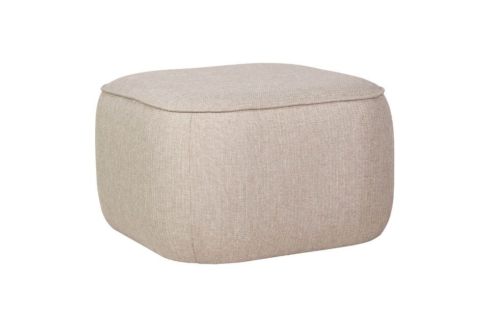 Beige fabric pouffe Cube Hübsch