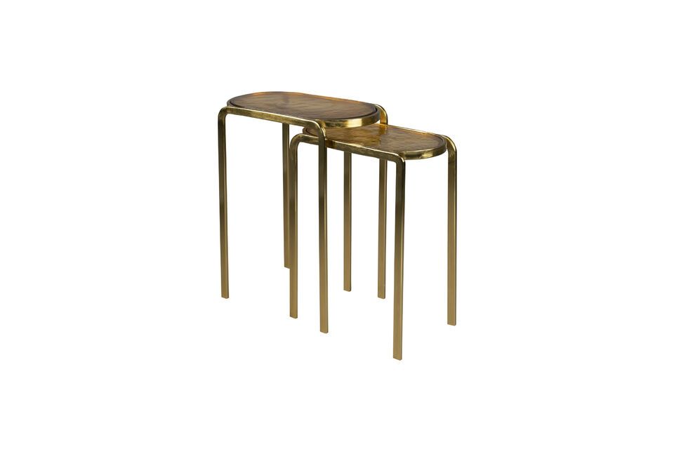 Add a touch of functional sparkle with our gilded aluminum table.