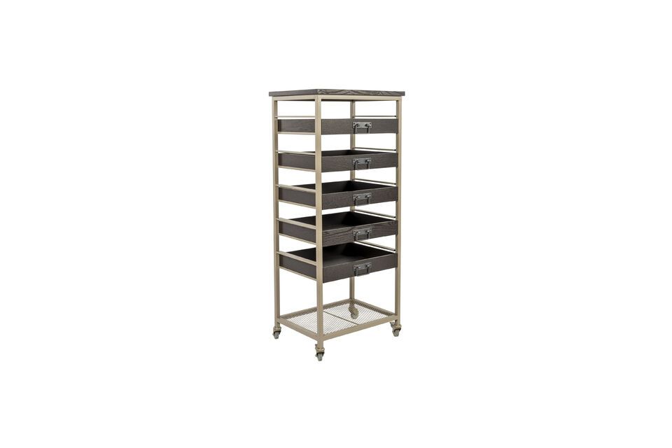 Beige metal shelf on castors Botan - 2