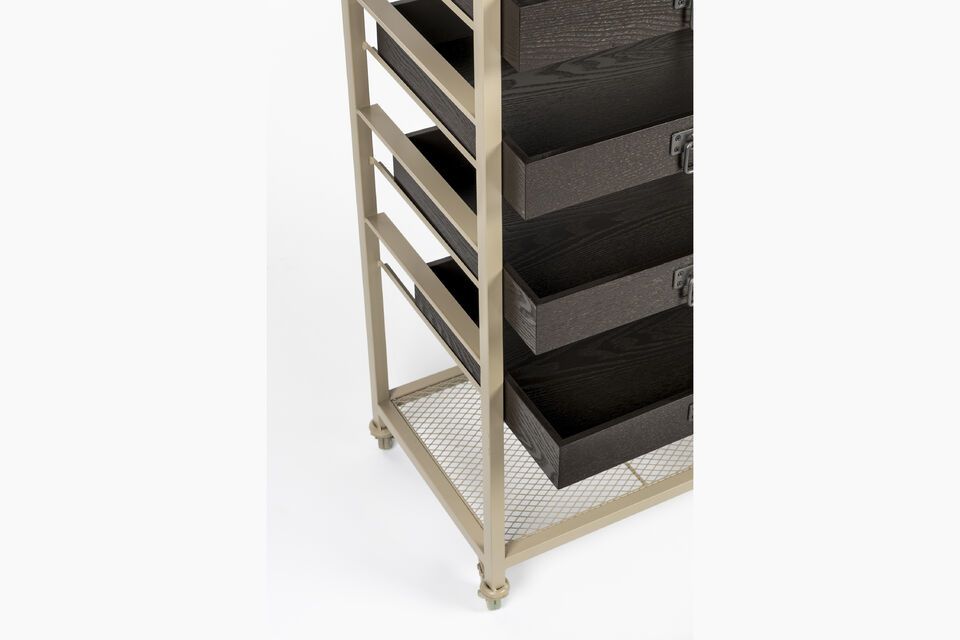 Beige metal shelf on castors Botan - 4