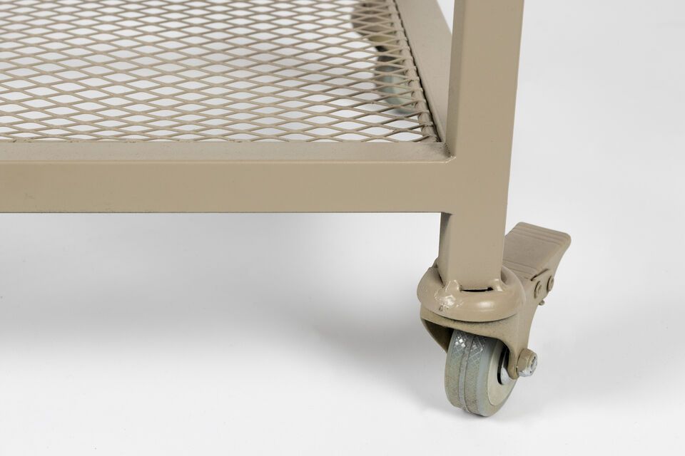 Beige metal shelf on castors Botan - 7