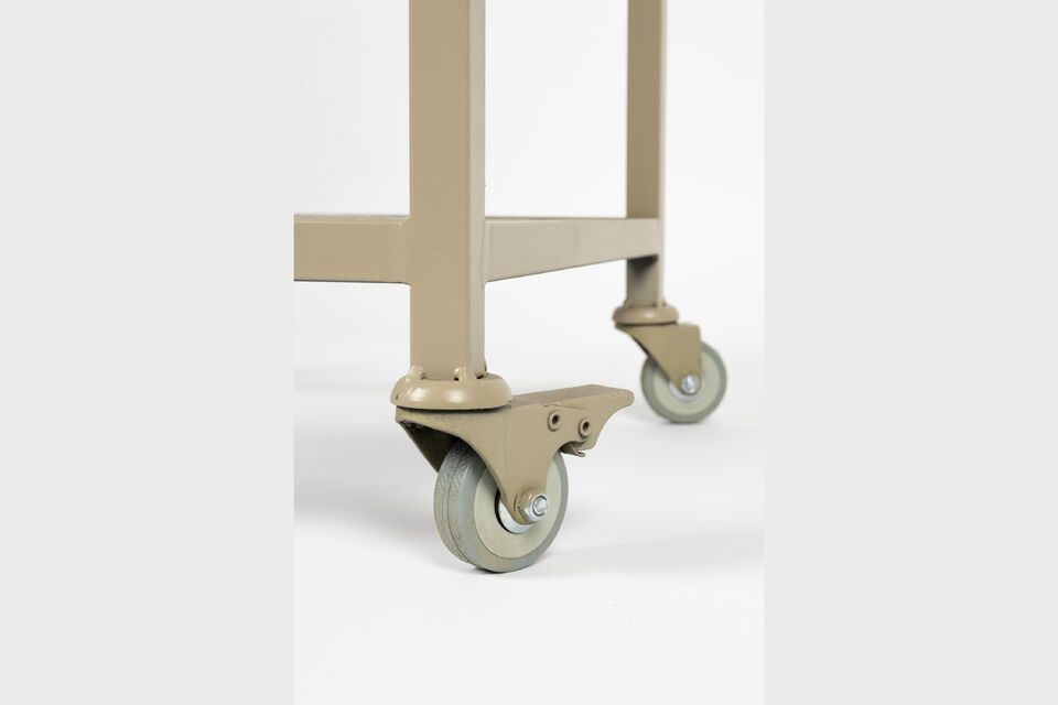 Beige metal shelf on castors Botan - 8