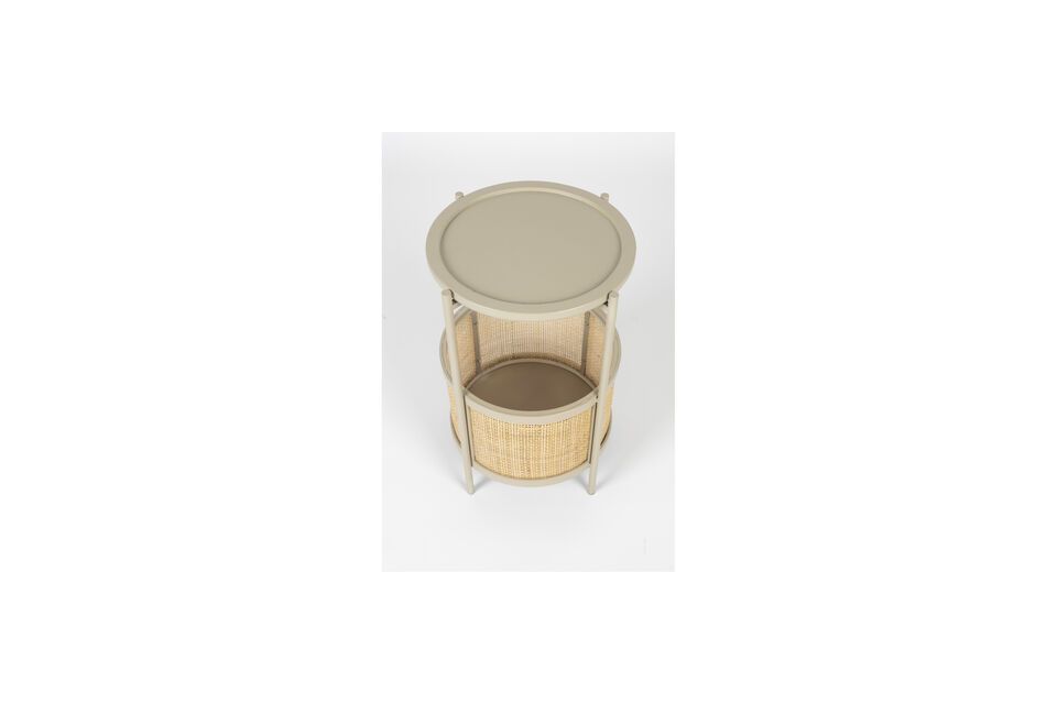 Beige rattan side table Makoto - 2