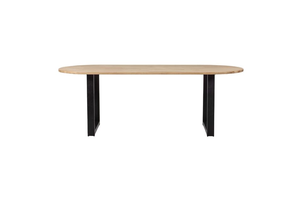 Beige solid oak oval table 220x90 with U-shaped legs Tablo Woood