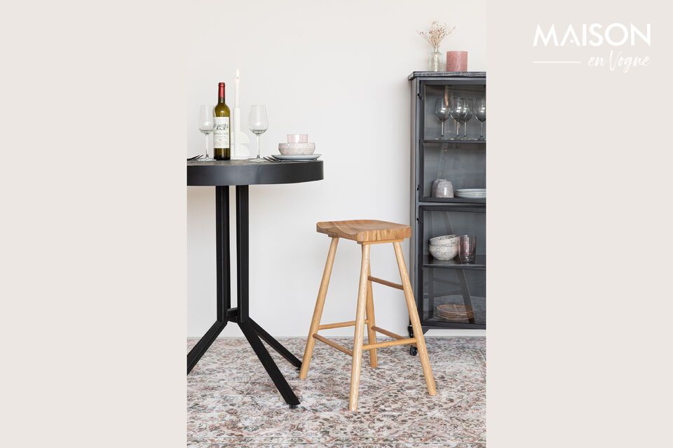 Beige wooden bar stool Vander White Label