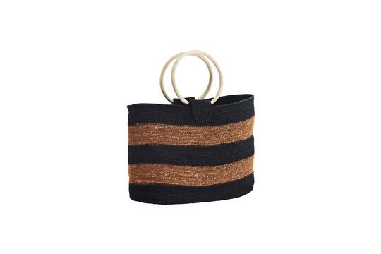 Black and orange natural fiber basket Hanbag