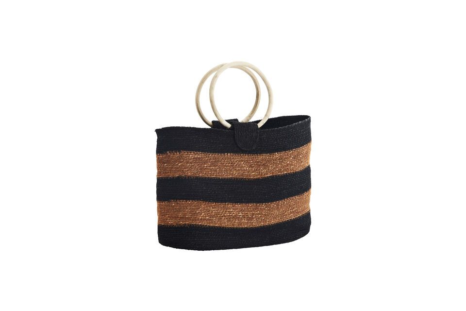 Black and orange natural fiber basket Hanbag Madam Stoltz