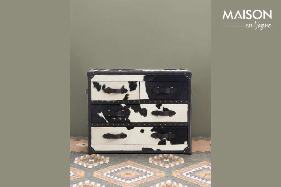 Black and white Cowhide chest of drawers Chehoma