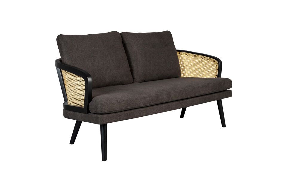 Black fabric 2-seater sofa Manou - 6