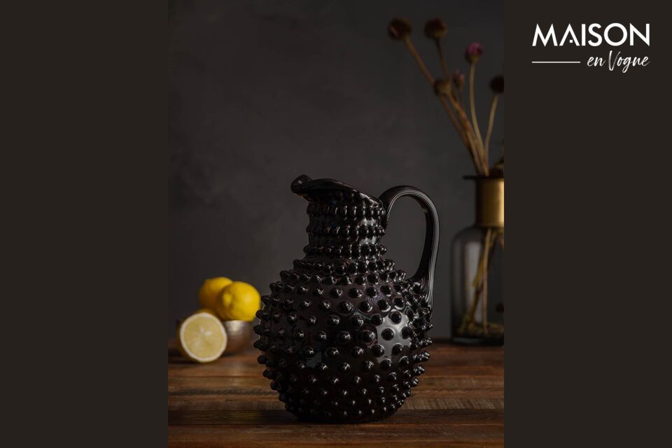 Black glass carafe Diamant Chehoma