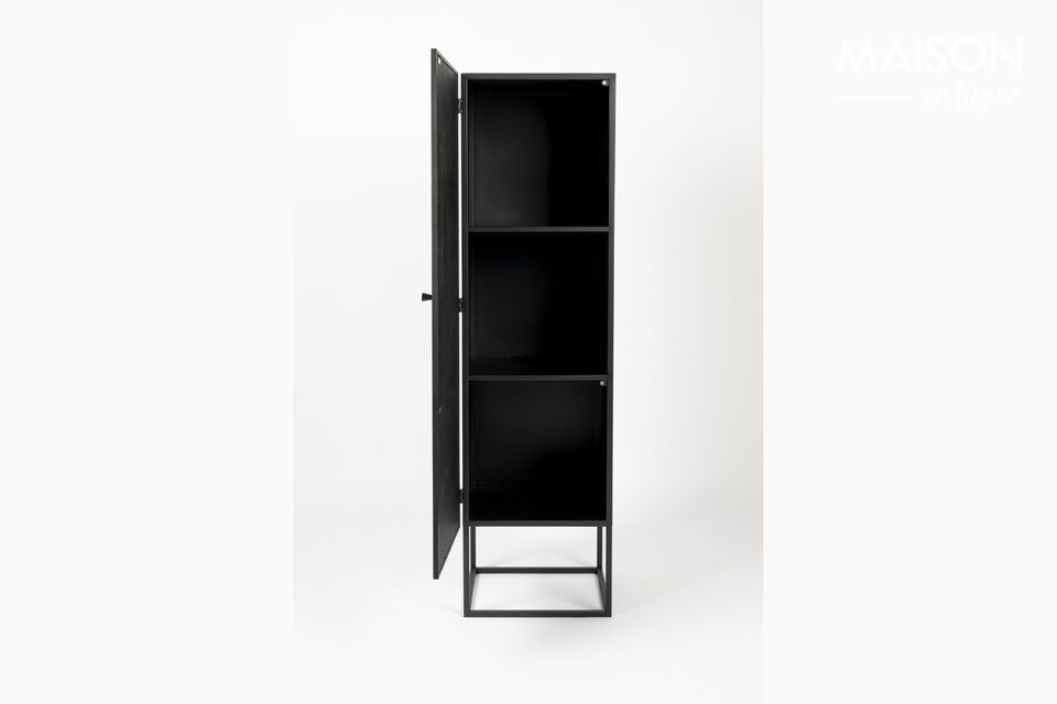 Elegant and functional wardrobe in wood and black rattan