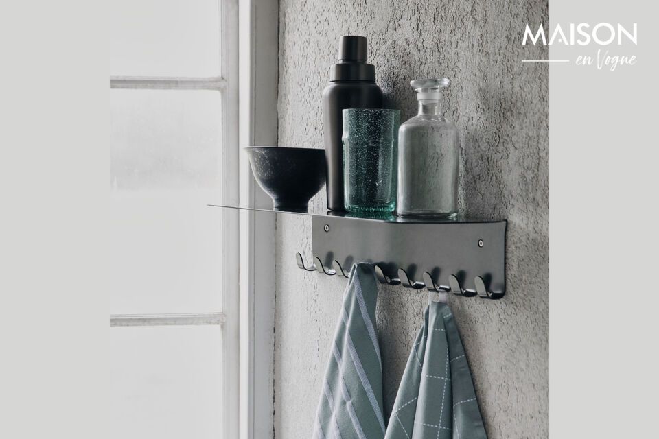 Organize elegantly with our black steel coat rack.