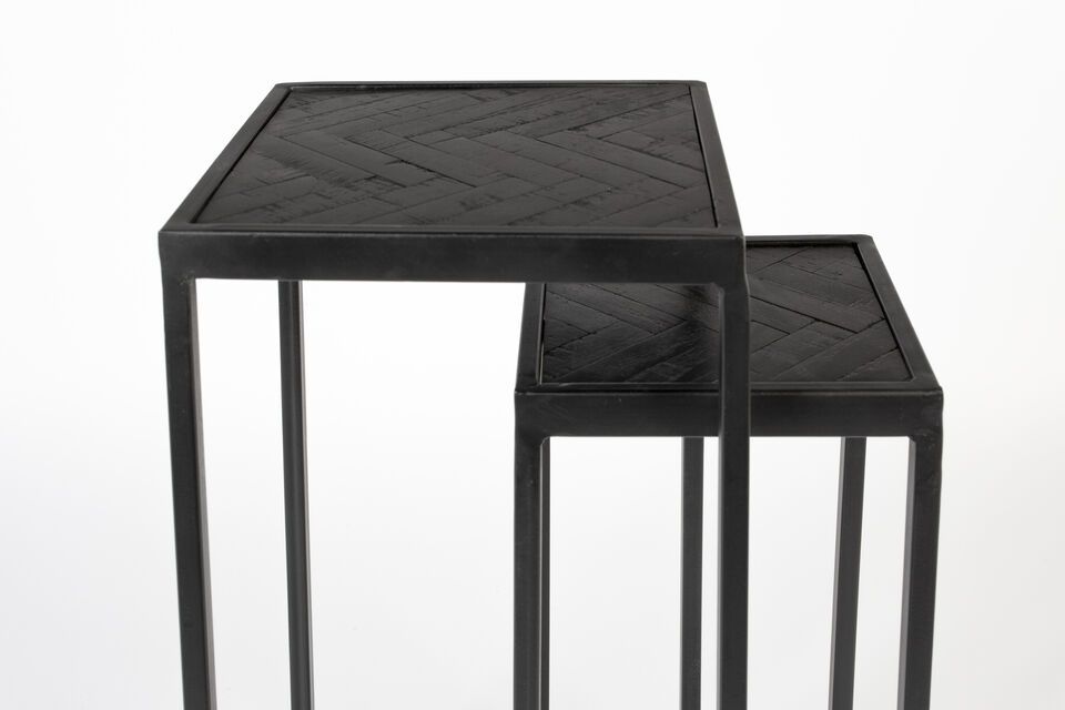 Black teak side table Parker - 4