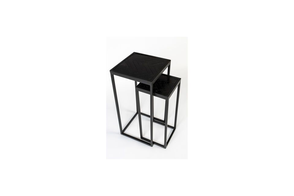 Black teak side table Parker - 3