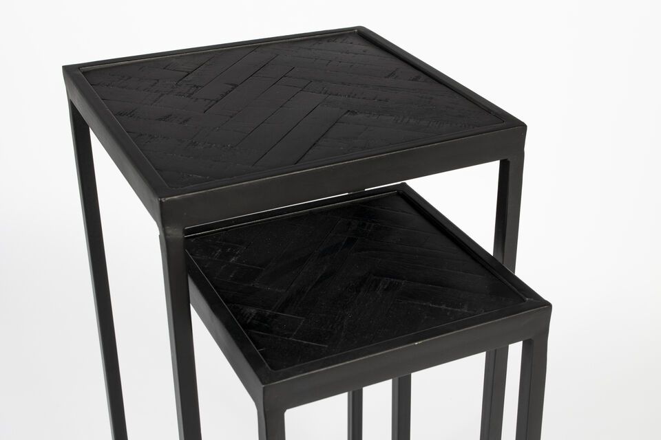 Black teak side table Parker - 5