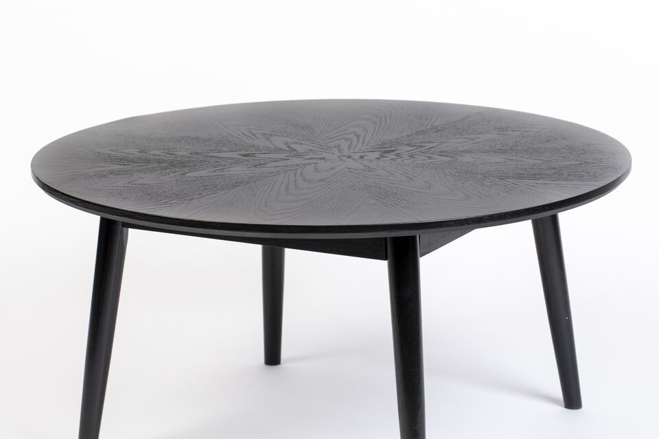 Black wood round coffee table Fabio - 3