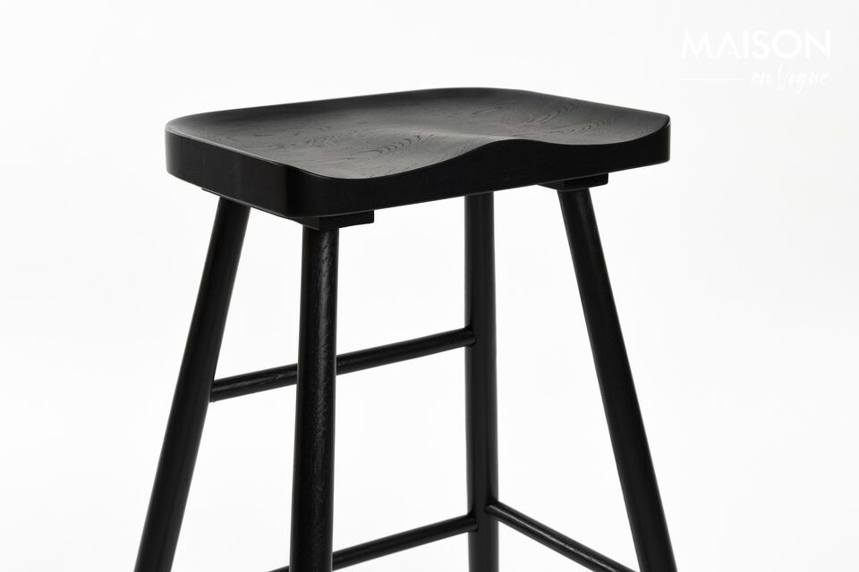 Black wooden bar stool Vander - 5