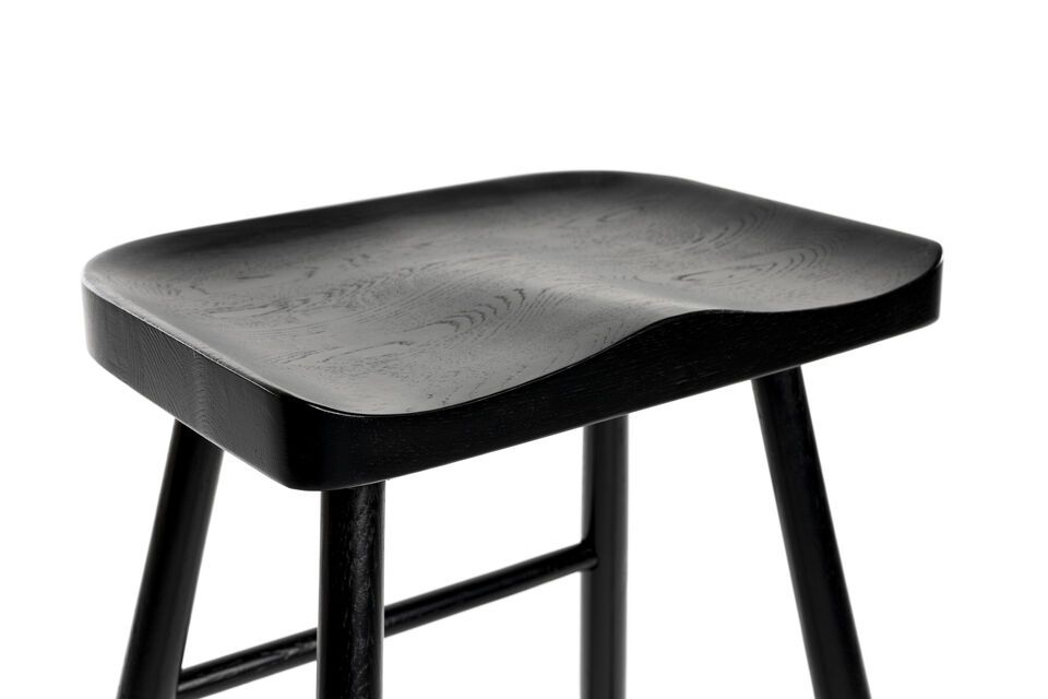 Black wooden bar stool Vander - 6