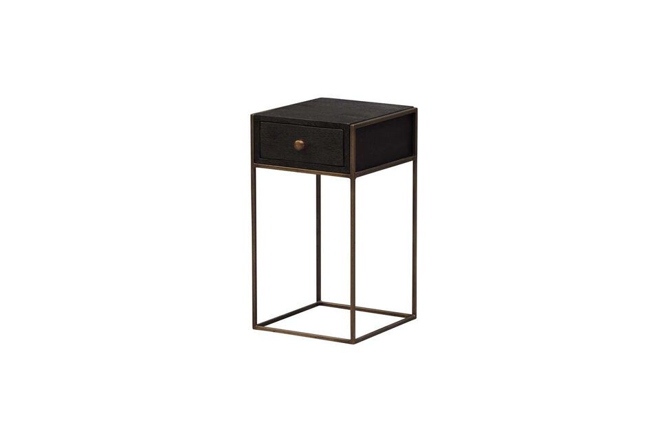 Black wooden bedside table Black Chehoma