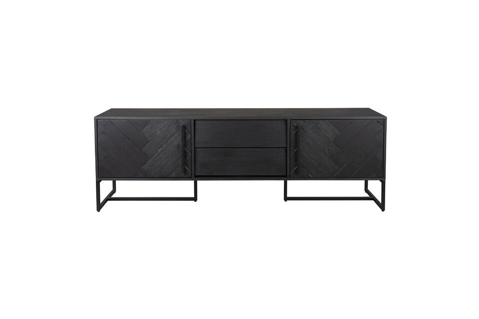 Elegant and functional low black wooden sideboard.