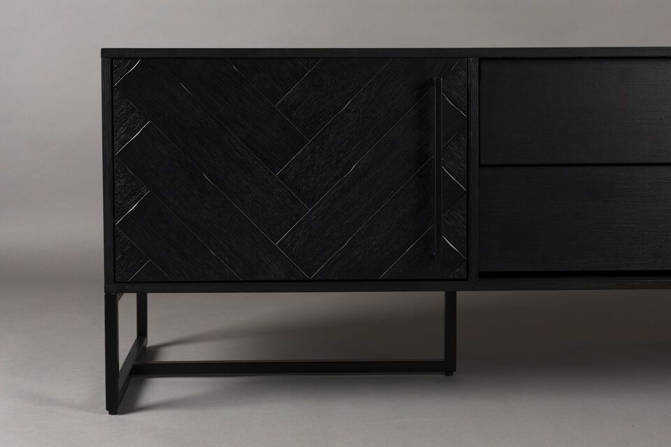 Introduce a touch of functional elegance to your decor with our black wooden low sideboard