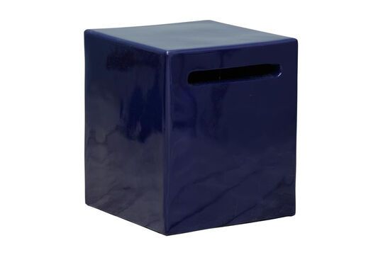 Blue lacquered cement stool Clipped